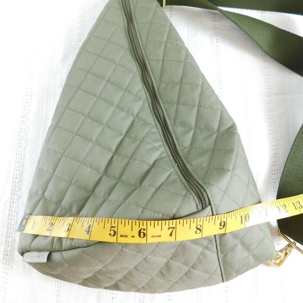 Canvelle Sling Army Green Purse Shoulder Bag Crossbody Waterproof Hiking MINT! - Picture 10 of 13
